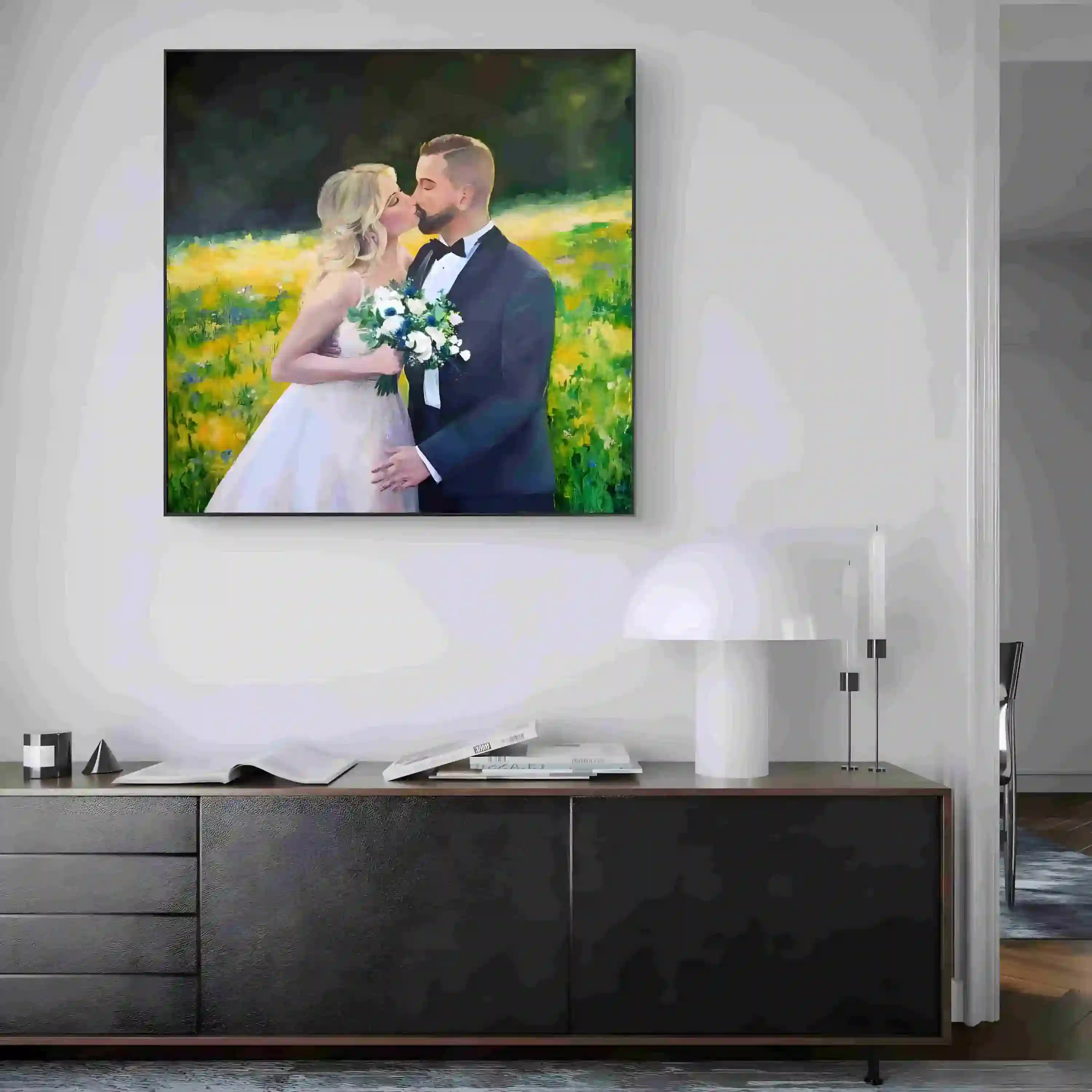 Pintura en vivo del primer baile de los novios