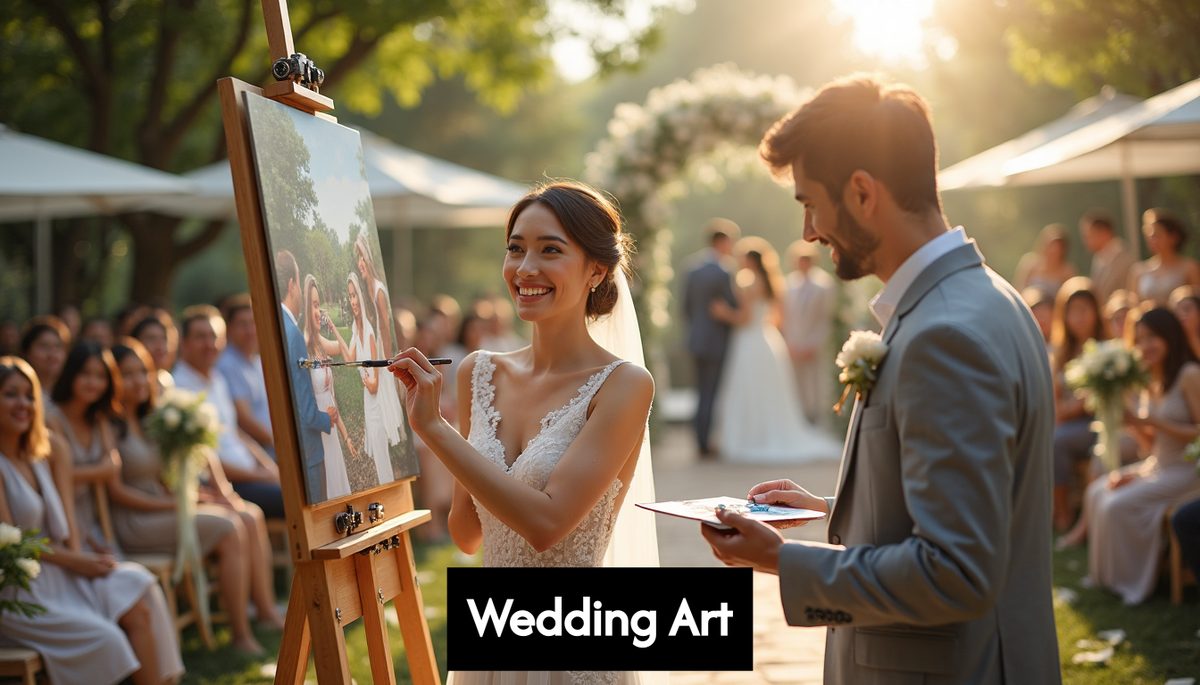Live wedding painting in Barcelona